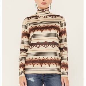 Tasha Polizzi Womens Zuri Southwestern Turtleneck Top L Country Western Cowgirl